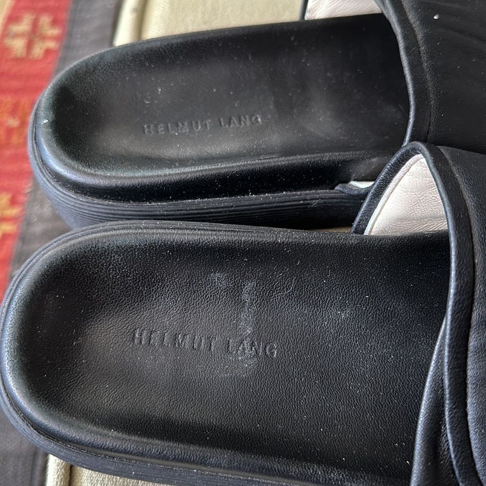 Helmut Lang slides. Black leather. - Picture 5 of 8